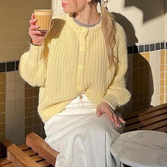 Women’s Crochet Cardigan Sweater Lightweight Knitted Open Front Jacket - Picture 6 of 7